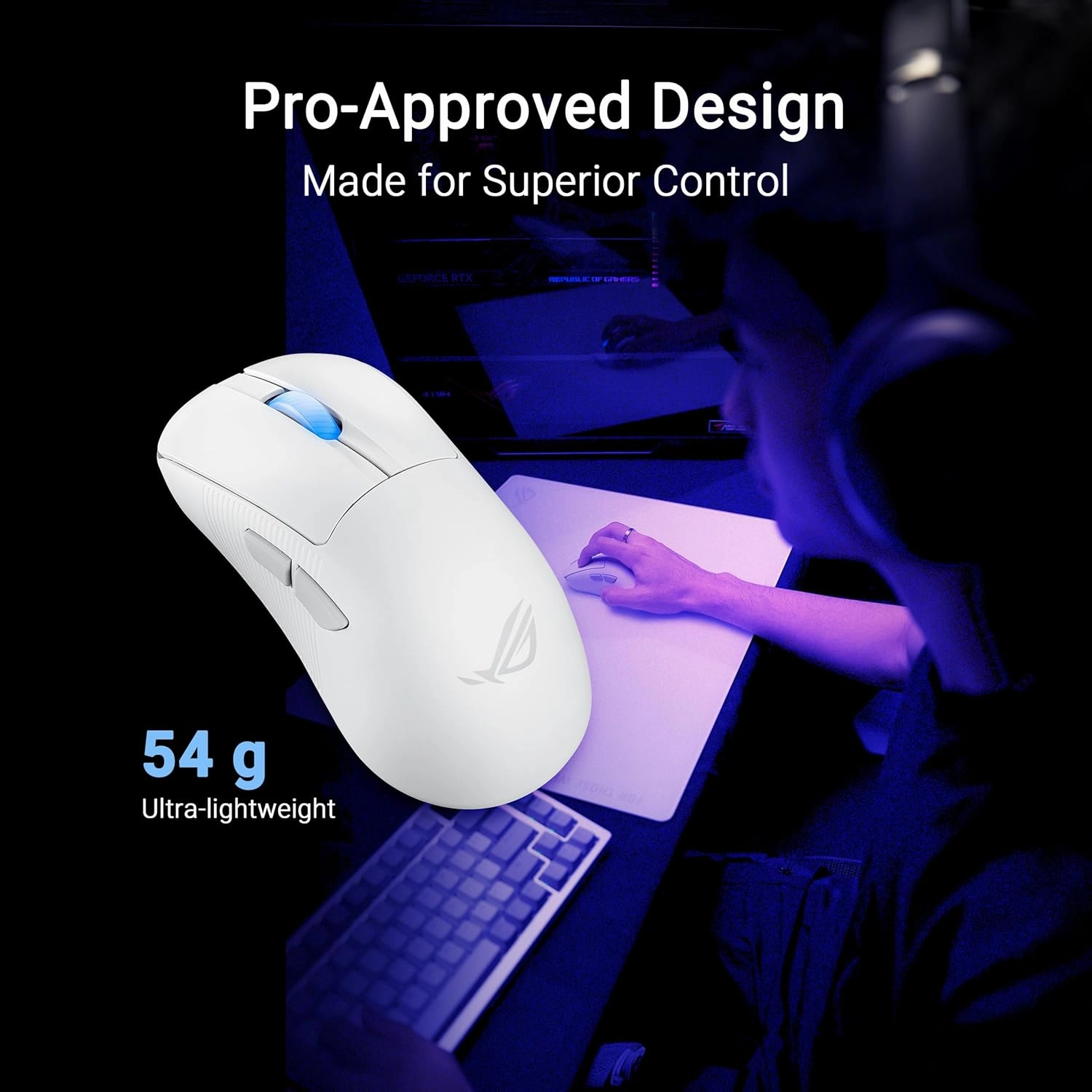 ASUS ROG Keris II Ace Wireless Gaming Mouse, 54g Lightweight, AimPoint Pro 42K Optical Sensor, Optical Micro Switches, SpeedNova Wireless, ROG Polling Rate Booster, Esports & FPS Gaming, White