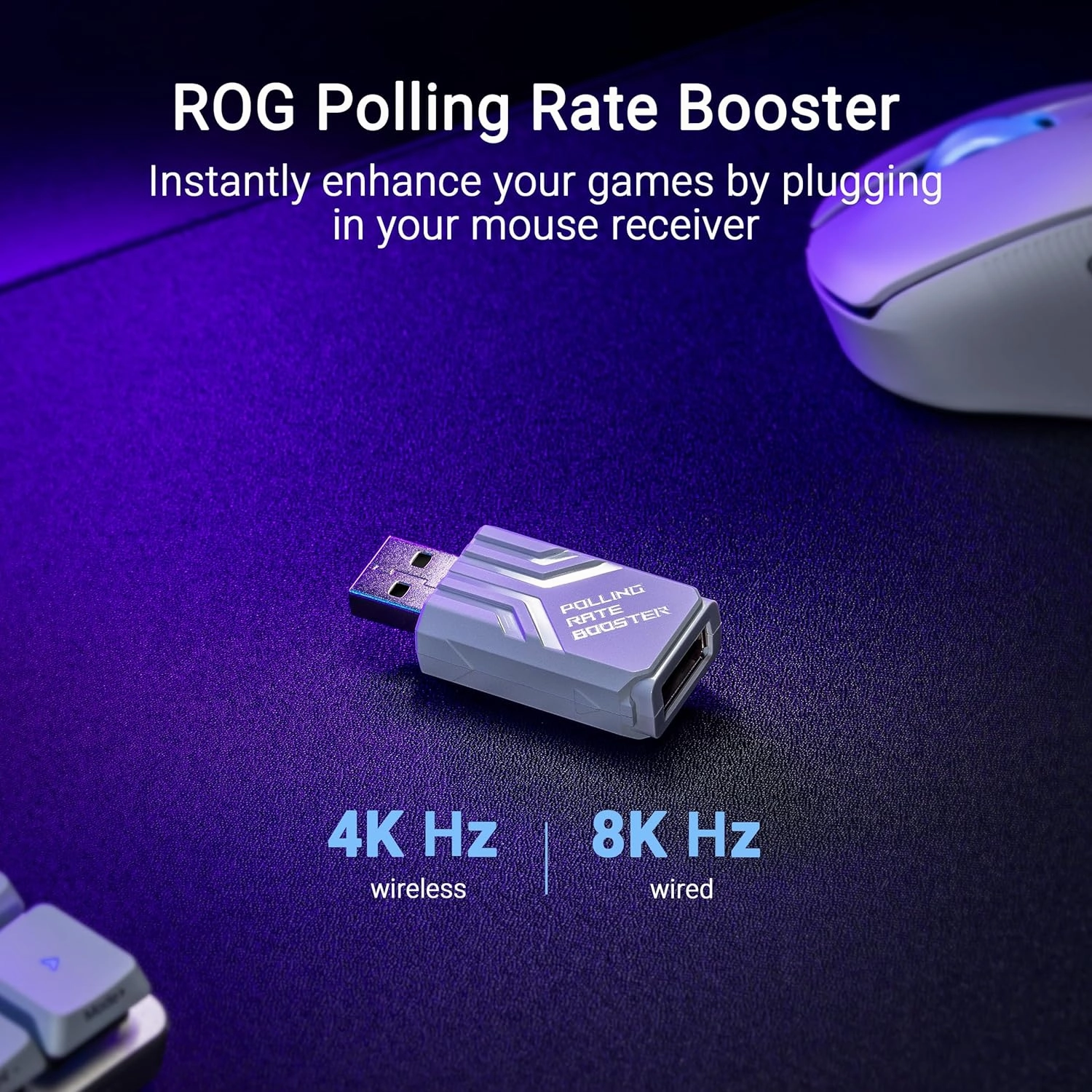 ASUS ROG Keris II Ace Wireless Gaming Mouse, 54g Lightweight, AimPoint Pro 42K Optical Sensor, Optical Micro Switches, SpeedNova Wireless, ROG Polling Rate Booster, Esports & FPS Gaming, White