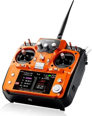 AT10II 12 Channels RC Transmitter and Receiver Controller R12DS 2.4GHz Radio Remote Voltage Telemetry for RC Airplane FPV Racing Drone Helicopter Car Boat (Mode 2 Left-Hand Throttle) Radiolink