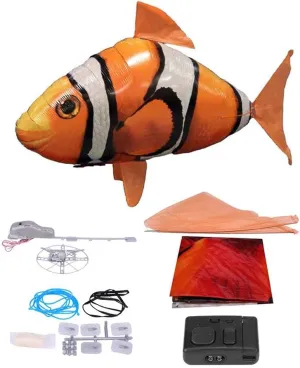 AUOK Remote Control Shark Toys Infrared RC Flying Clown Fish Balloon - Anti-Gravity Indoor Toy with Mid-Air Hovering for Fun Party Decorations & Gifts (Orange)