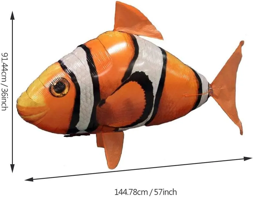 AUOK Remote Control Shark Toys Infrared RC Flying Clown Fish Balloon - Anti-Gravity Indoor Toy with Mid-Air Hovering for Fun Party Decorations & Gifts (Orange)