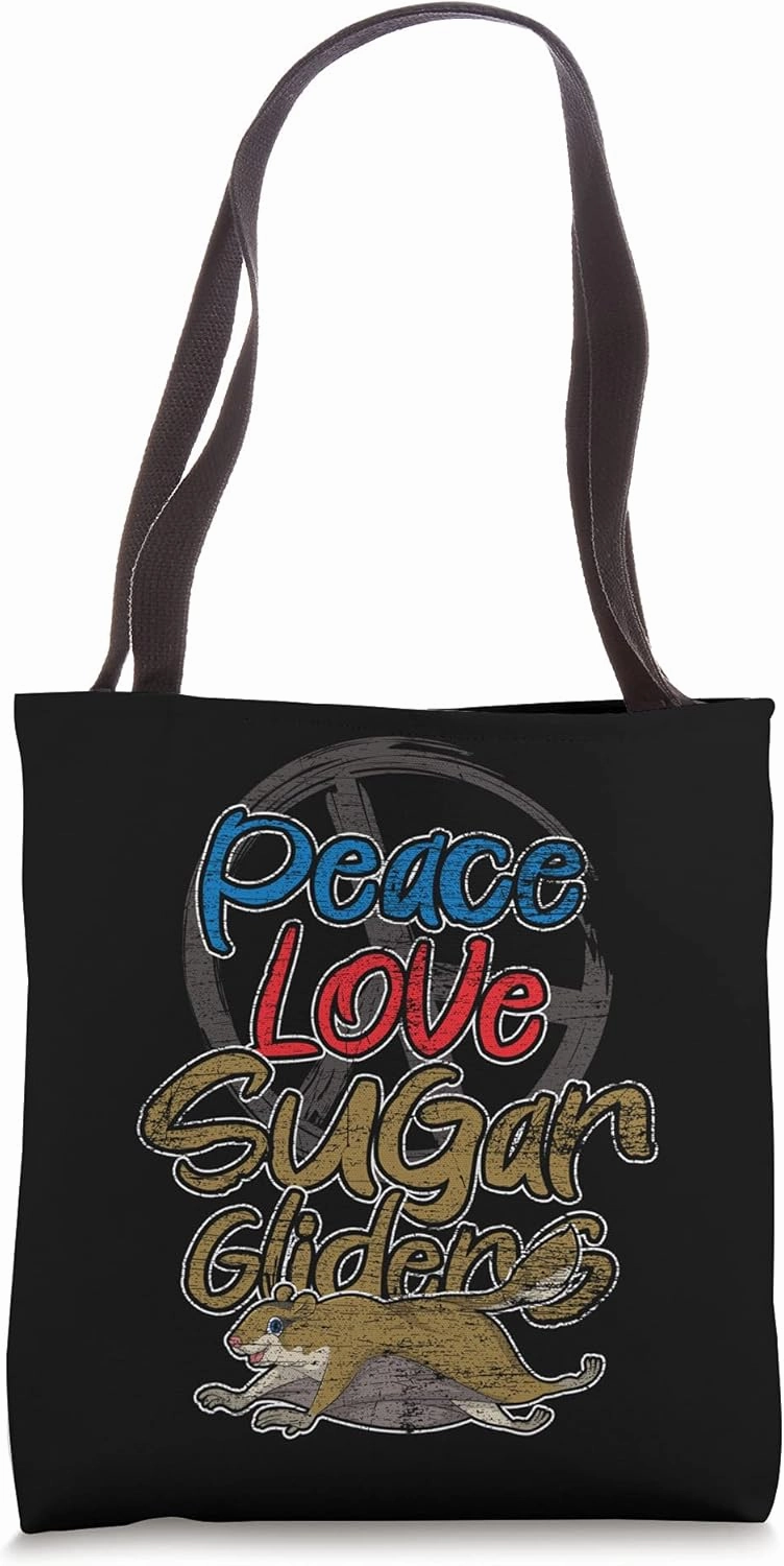 Aussie Animal Hippie Peace Love Australian Sugar Glider Tote Bag