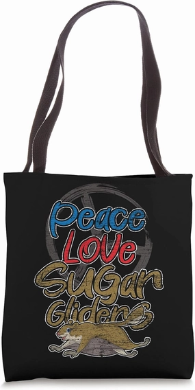Aussie Animal Hippie Peace Love Australian Sugar Glider Tote Bag
