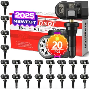 Autel TPMS MX Sensor 20 Pack, 315MHz/433MHz Tire Pressure Sensor, Universal Rubber Stem Programmed by TS408 TS508 WF TS601 TS608 MK808TS MS906PRO-TS ITS600 TPMS Tool