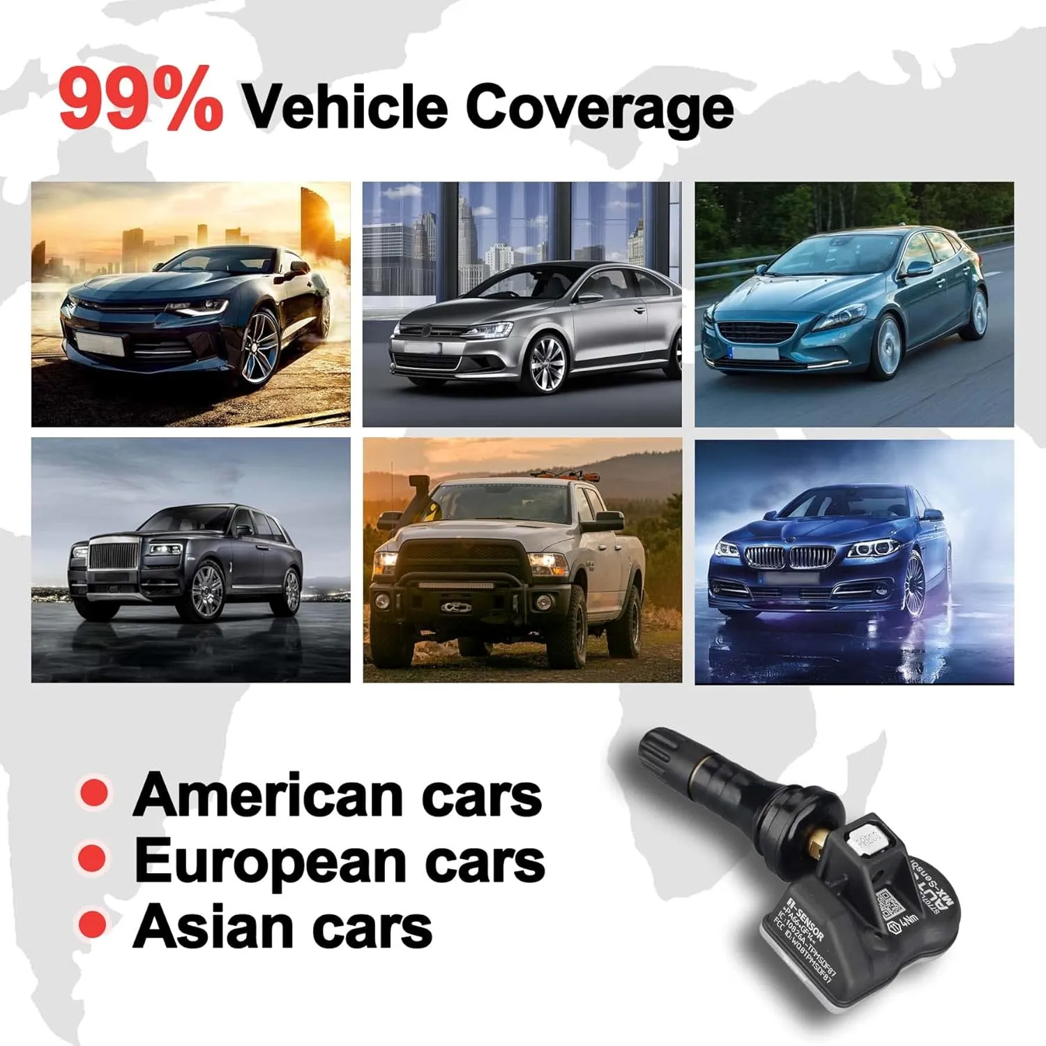 Autel TPMS Sensors, MX Sensor, MaxiTPMS Tire Pressure Sensor, 2 in 1(315MHz   433MHz) Press-in OE-Level Programmed by TS508 TS408 TS508WF TS608 MS906TS ITS600 MS906PRO-TS (Rubber valves)