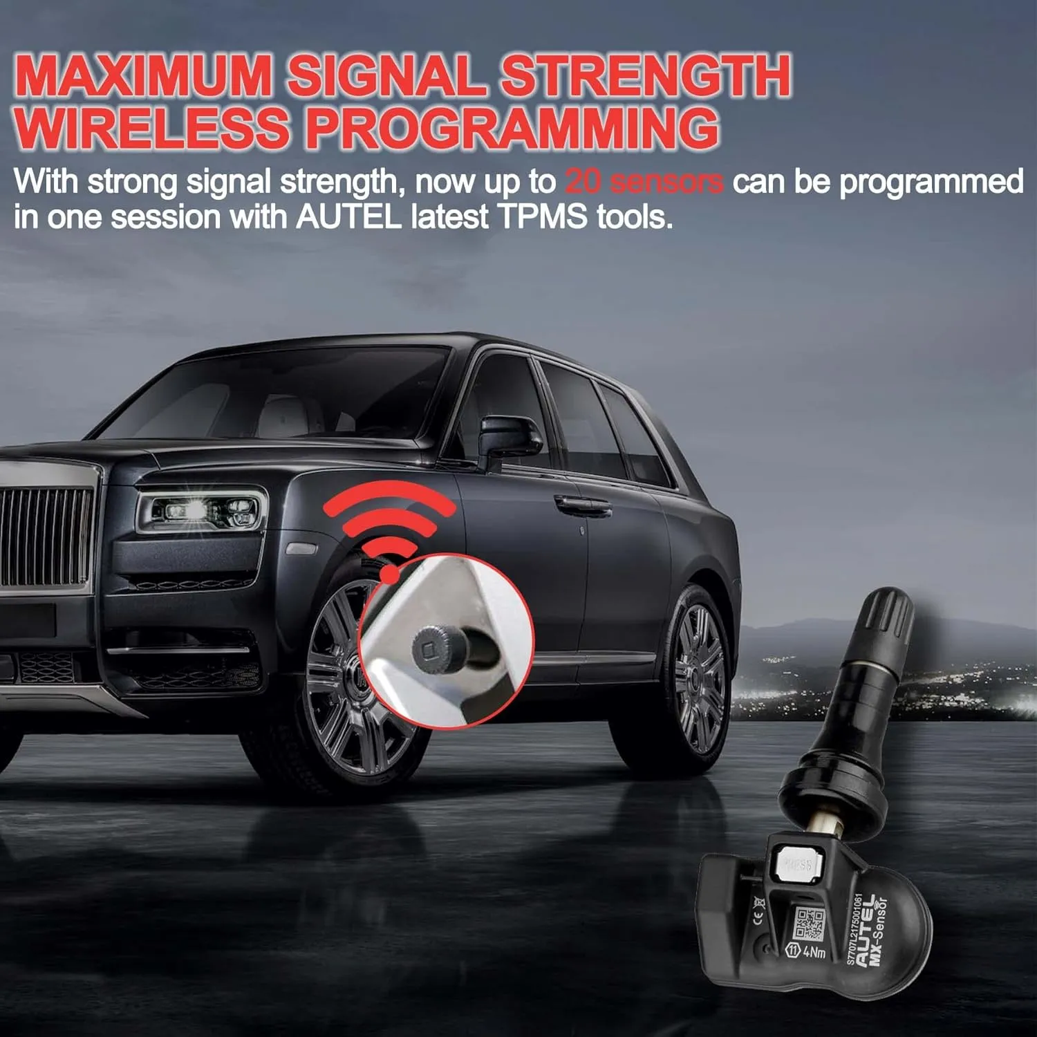 Autel TPMS Sensors, MX Sensor, MaxiTPMS Tire Pressure Sensor, 2 in 1(315MHz   433MHz) Press-in OE-Level Programmed by TS508 TS408 TS508WF TS608 MS906TS ITS600 MS906PRO-TS (Rubber valves)