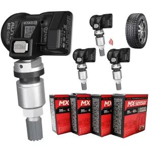 Autel TPMS Sensors, Programmable Mx Sensor for Tire Pressure,315MHz   433MHz,Press-in OE-Level(4 pcs, Metal valves) Programmed by TS508 TS408 TS508WF TS608 MS906TS ITS600 MS906PRO-TS