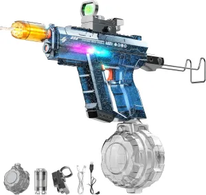 Automatic Electric Water Gun with LED Effects, Auto Water Suction Powerful Squirt Guns Pistol for Adults Kids, Auto Water Blaster Pistol Outdoor Summer Toys for Pool Beach Party (Dark Blue)