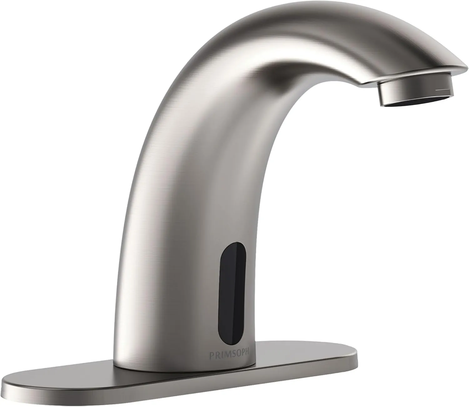 Automatic Motion Sensor Hands Free Electronic Infrared Smart Commercial Touchless Bathroom Sink Faucet with Cover Plate Temperature Mixer Battery or Plug-in Powered Brushed Nickel