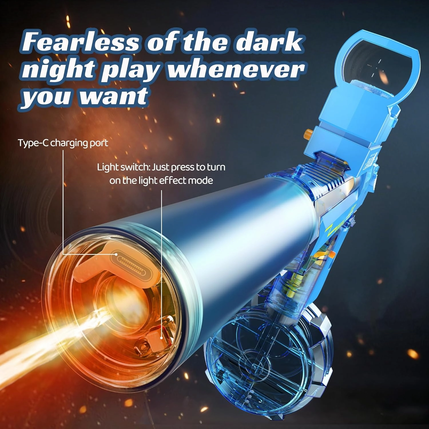 Automatic Electric Water Gun with Muzzle Flash,Powerful Squirt Guns Pistol for Adults Kids, Auto Water Blaster Pistol Outdoor Summer Toys for Pool Beach Party