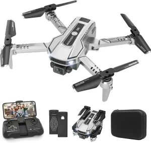 AVIALOGIC Mini Drone with Camera for Kids,RC Helicopter FPV RC Quadcopter with 1080P HD Live Video Camera,Altitude Hold,Gravity Control,2 Batteries,Birthday and Xmas Gifts Toys for Boys Girls,Silver