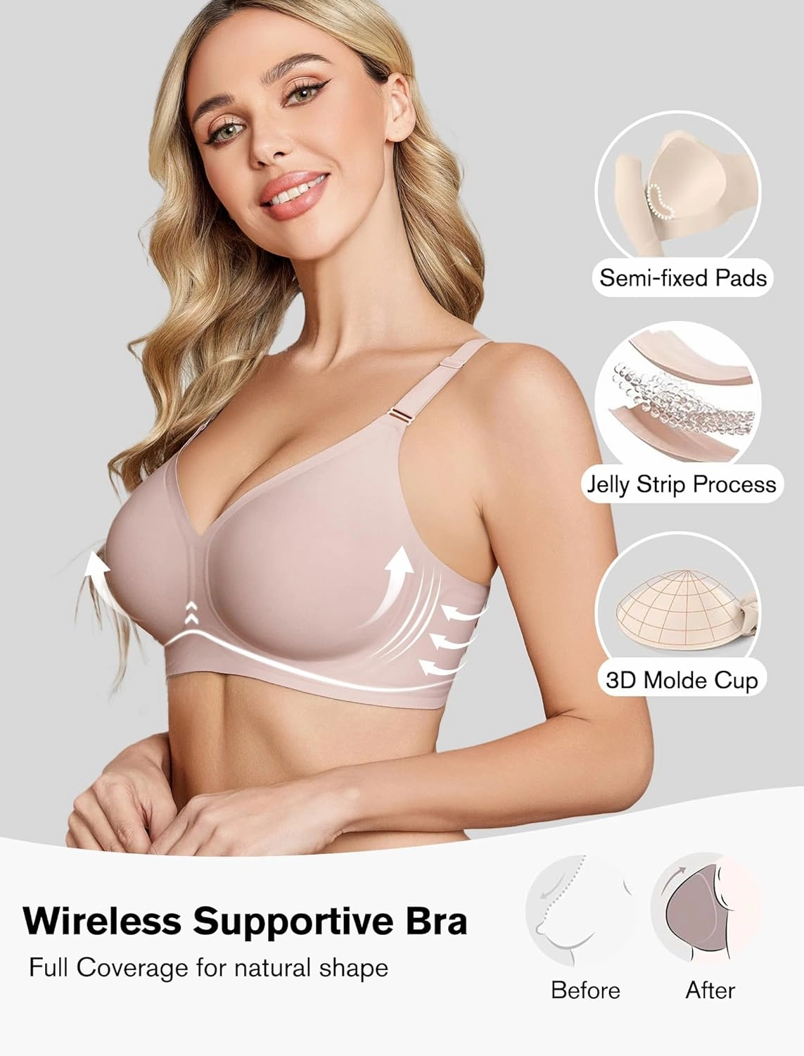 Avidlove Wireless Bras for Women Comfy Seamless Bra No Underwire Bras Full Coverage Bralettes Soft Comfortable Everyday Bra