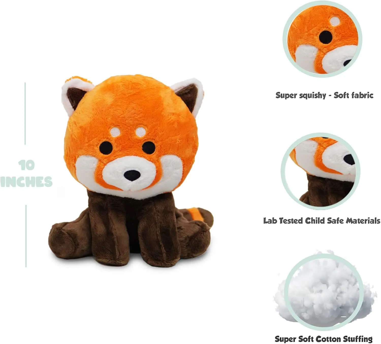 Avocatt Fuzzy Red Panda Plushie - 10 Inches Stuffed Animal Plush - Plushy and Squishy Panda with Soft Fabric and Stuffing - Cute Toy Gift for Boys and Girls