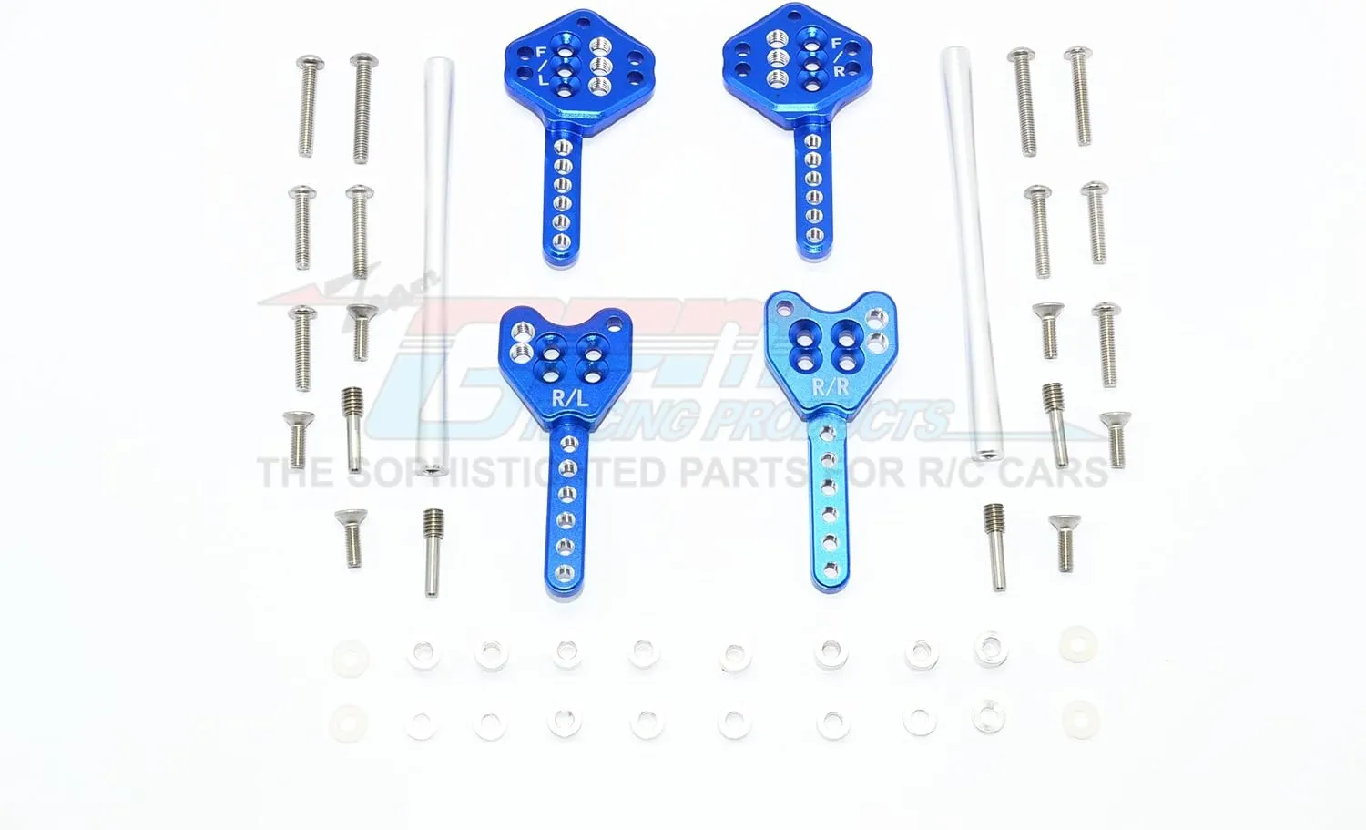 Axial SCX10 II Upgrade Parts (AX90046, AX90047) Aluminum Front & Rear Shock Tower Adjustable Mount - 1 Set Blue