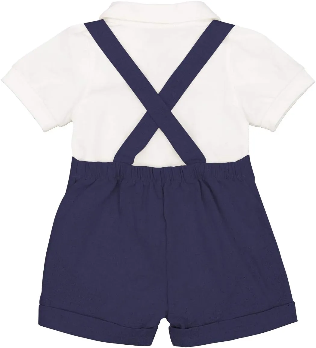 Baby Boy Baptism Christening Outfit Bowtie Dress Shirt Suspenders Shorts Summer Wedding Party Formal Ring Bearer Suits