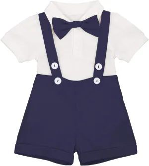 Baby Boy Baptism Christening Outfit Bowtie Dress Shirt Suspenders Shorts Summer Wedding Party Formal Ring Bearer Suits