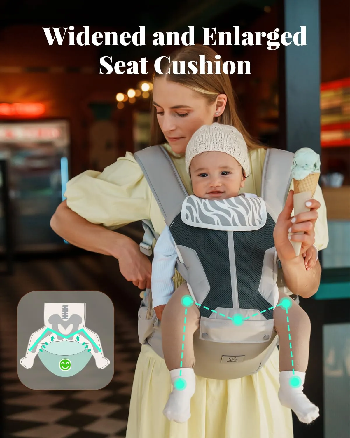 Baby Carrier - Newborn to Toddler, 6-in-1 Safety-Certified Carrier with Hip Seat, Detachable Baby Holder, Soft Ergonomic Support for 7-50lbs - Grey