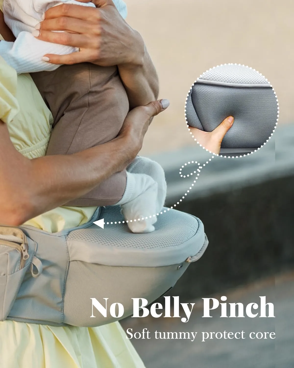 Baby Carrier - Newborn to Toddler, 6-in-1 Safety-Certified Carrier with Hip Seat, Detachable Baby Holder, Soft Ergonomic Support for 7-50lbs - Grey