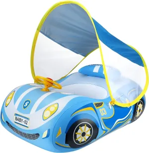 Baby Pool Float with UPF50  Adjustable Canopy Baby Swimming Float Infant Baby Floatie Boat for Toddler