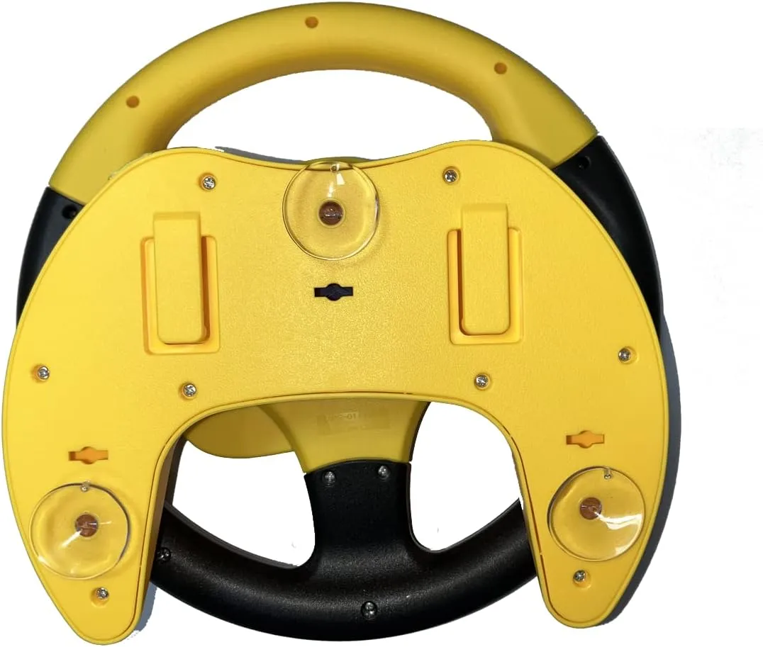 Baby Steering Wheel Toy, Kids Steering Wheel for Car Backseat a Variety of Car Sound Effects to Develop Baby's Auditory Skills. (Yellow)