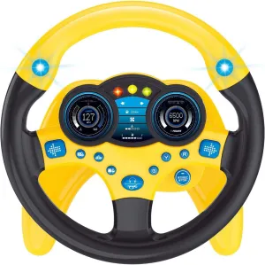 Baby Steering Wheel Toy, Kids Steering Wheel for Car Backseat a Variety of Car Sound Effects to Develop Baby's Auditory Skills. (Yellow)