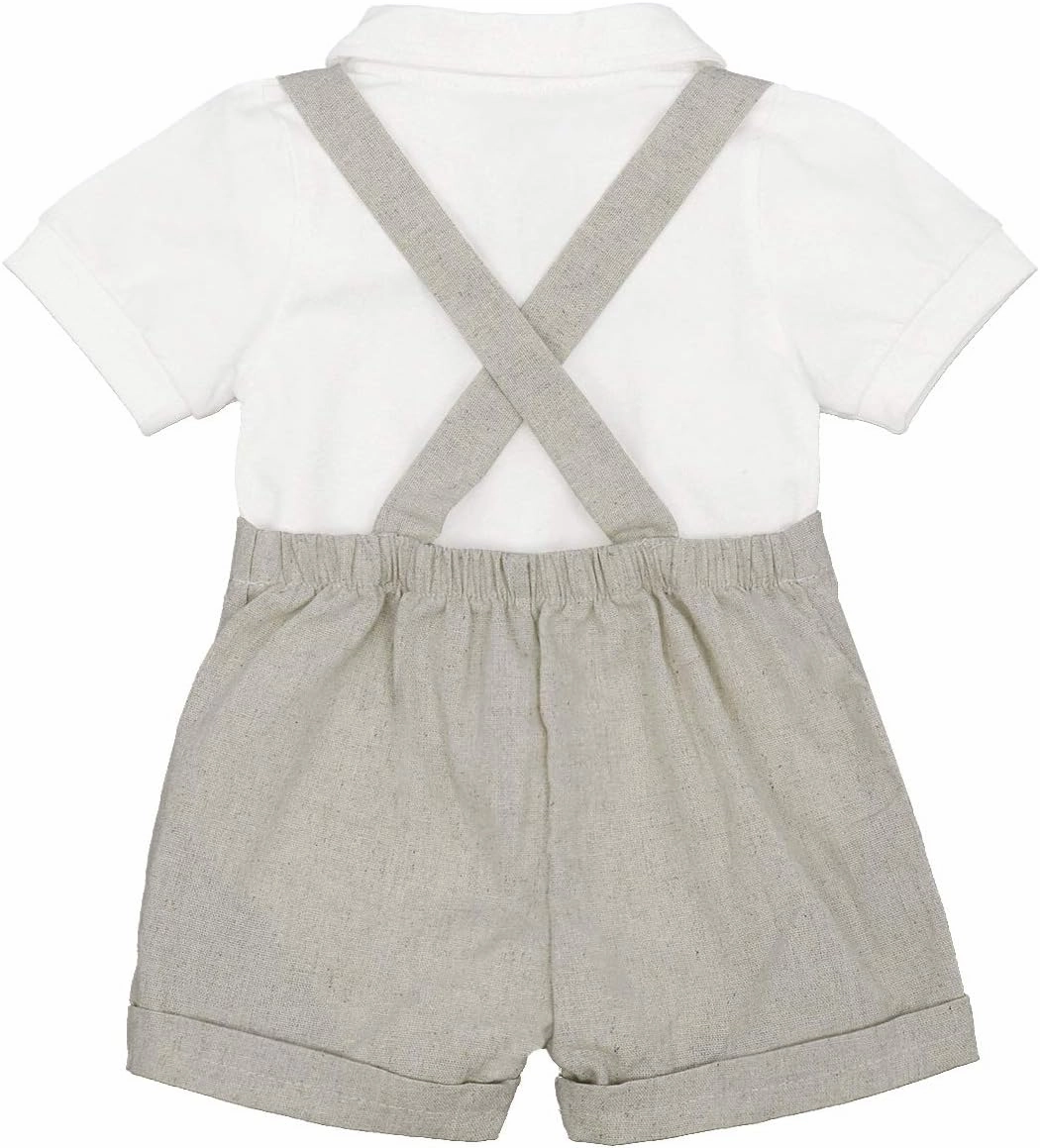 Baby Boy Baptism Christening Outfit Bowtie Dress Shirt Suspenders Shorts Summer Wedding Party Formal Ring Bearer Suits
