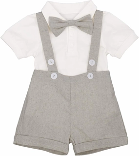 Baby Boy Baptism Christening Outfit Bowtie Dress Shirt Suspenders Shorts Summer Wedding Party Formal Ring Bearer Suits