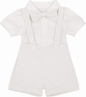 Baby Boys Formal Suit Set Short Sleeve Romper Suspenders Shorts Pants Bowtie Wedding Tuxedo Outfits Cake Smash Clothes
