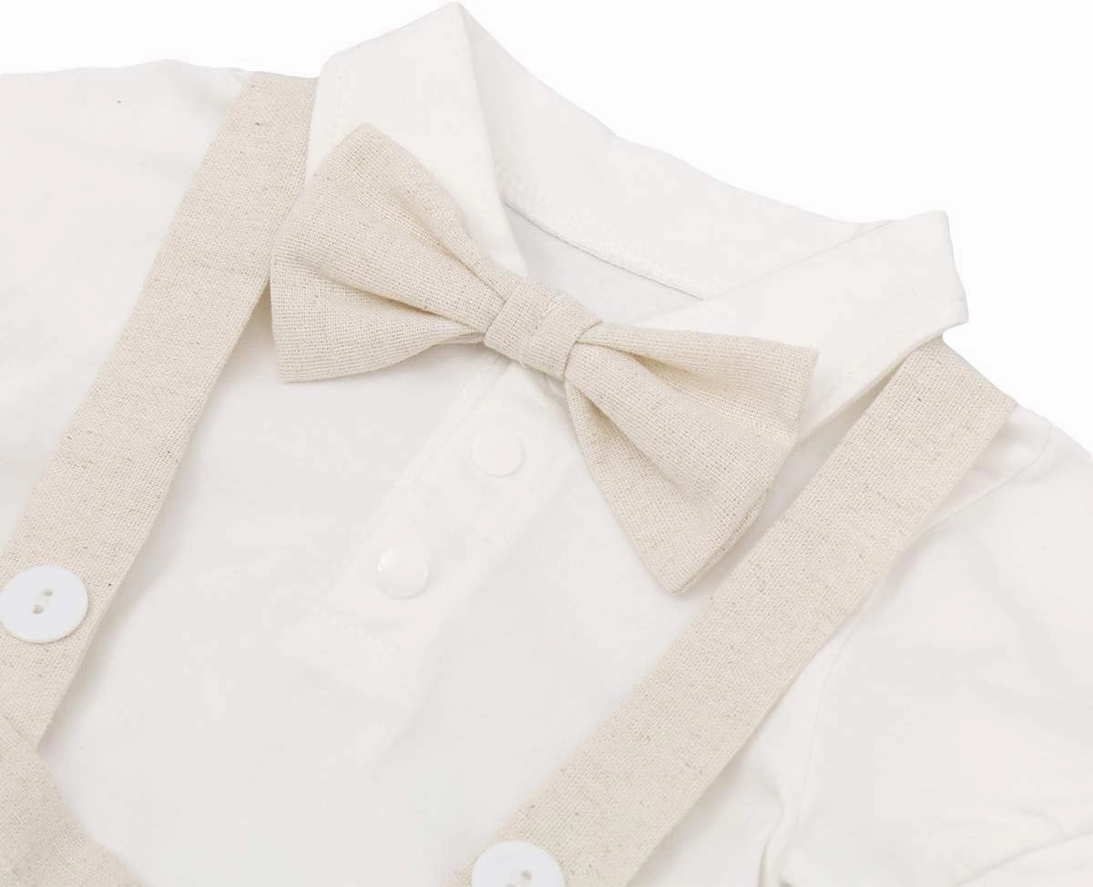 Baby Boys Formal Suit Set Short Sleeve Romper Suspenders Shorts Pants Bowtie Wedding Tuxedo Outfits Cake Smash Clothes
