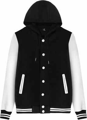 babyhealthy Women's Varsity Baseball Jacket Casual Letterman Bomber Jacket Hood Windbreaker Lightweight Jacket Coat