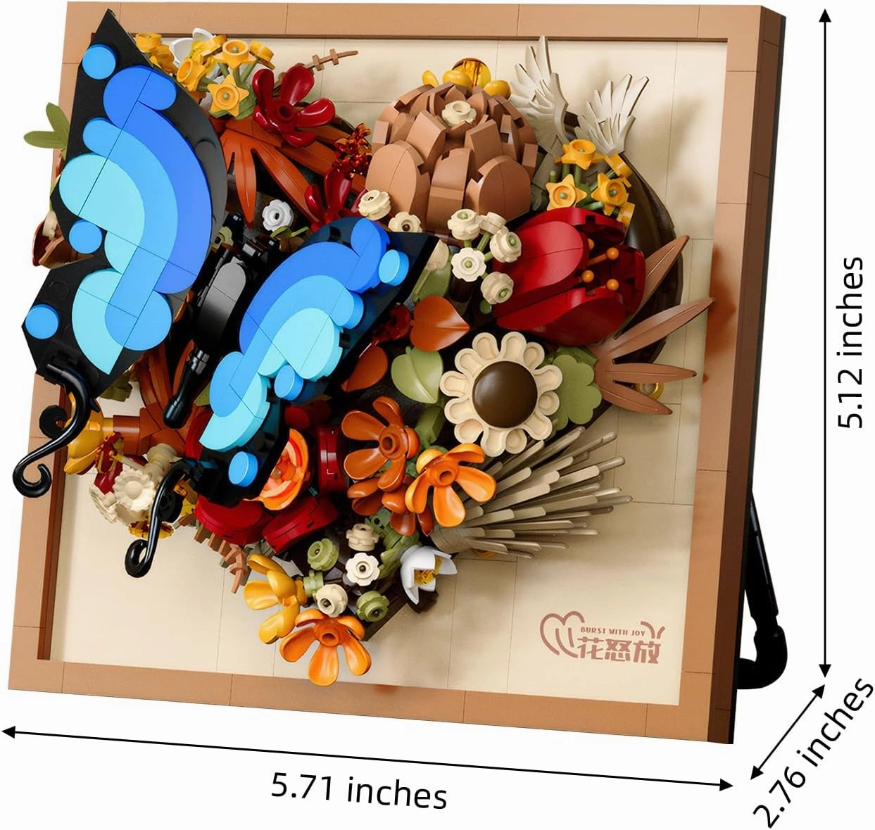 Bafeil Heart Flower Sunflower Building Toy Set - 3D Wall Art Frame with Butterfly & Artificial Flowers, Fun Arts and Crafts Gift for Kids 9 , Couples Valentine Idea, Brickcraft Home Decor
