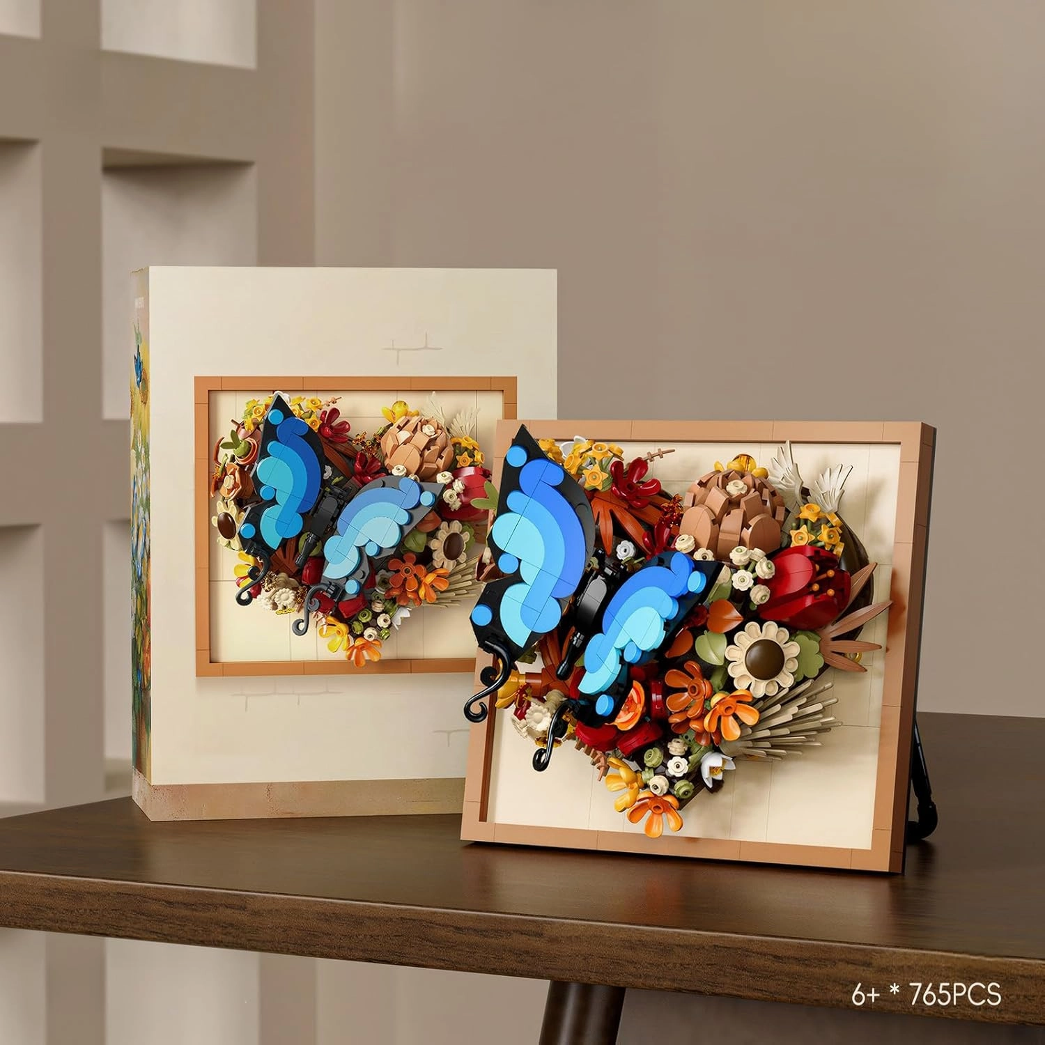 Bafeil Heart Flower Sunflower Building Toy Set - 3D Wall Art Frame with Butterfly & Artificial Flowers, Fun Arts and Crafts Gift for Kids 9 , Couples Valentine Idea, Brickcraft Home Decor