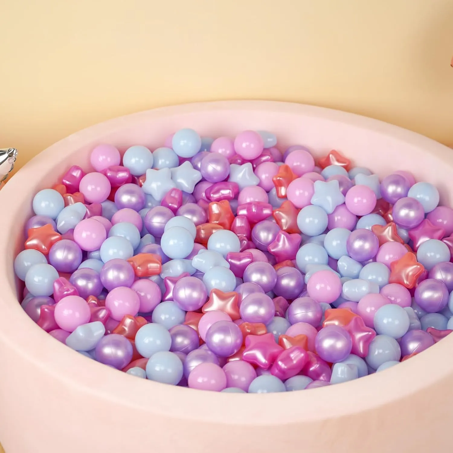 Ball Pit Balls and Stars, 100 200 500 Pieces Plastic Toy Balls for Kids Toddllers Baby Girls Ball Pits, Bounce House, Play Tent, Baby Pool Water Toys,Party Banner Props