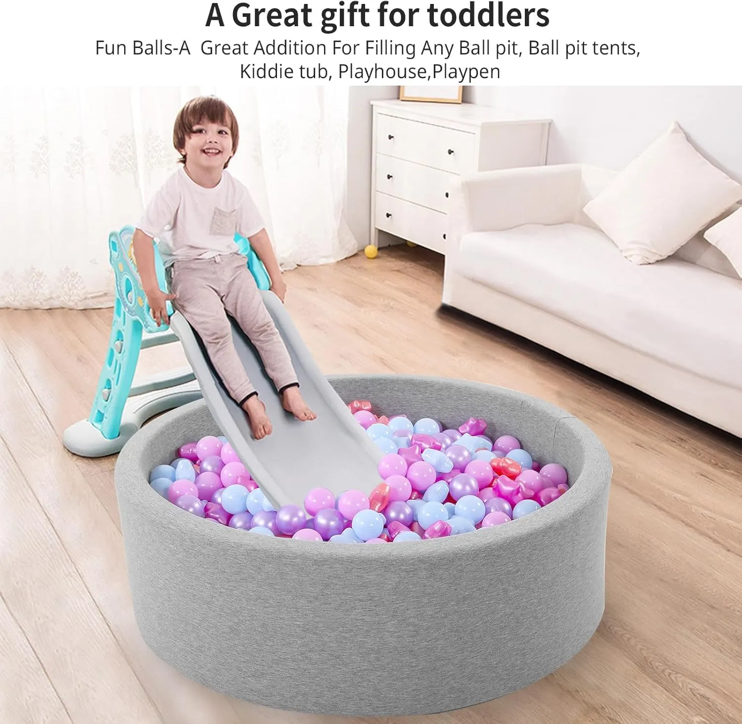 Ball Pit Balls and Stars, 100 200 500 Pieces Plastic Toy Balls for Kids Toddllers Baby Girls Ball Pits, Bounce House, Play Tent, Baby Pool Water Toys,Party Banner Props