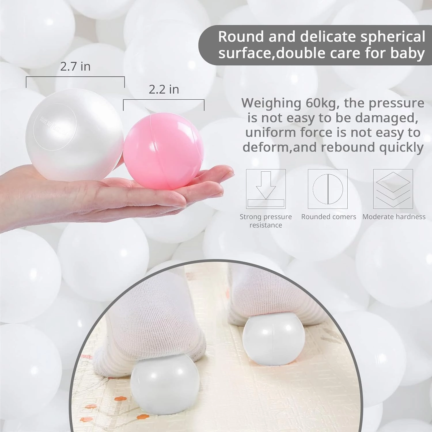 Ball Pit Balls - 2.7inch Plastic Ball Play Balls BPA Free Phthalate Free Non-Toxic Play Balls for Children Ball Pit Party Brithday Ball Pool Tent