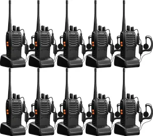 Baofeng Walkie Talkies Two-Way Radios bf-888s for Adults Long Range Rechargeable Communicator Handheld Professional UHF Interphone 10 Pack Walky Talky Set with Earpiece,Li-ion Battery and Charger