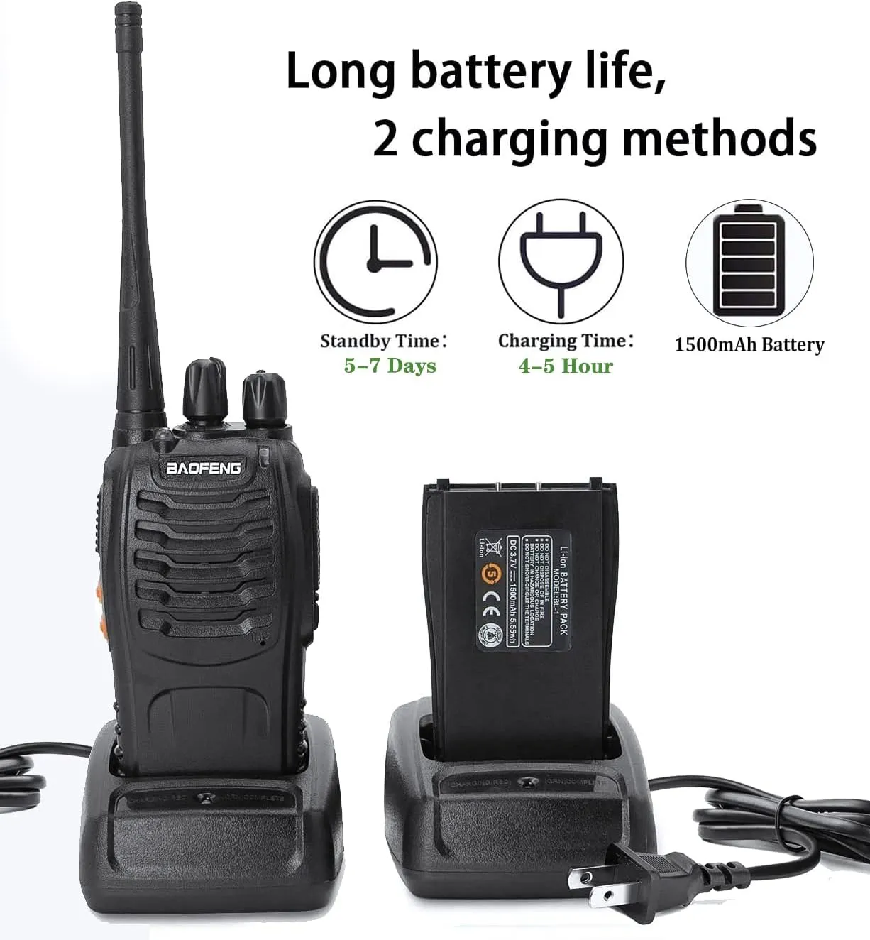 Baofeng Walkie Talkies Two-Way Radios bf-888s for Adults Long Range Rechargeable Communicator Handheld Professional UHF Interphone 10 Pack Walky Talky Set with Earpiece,Li-ion Battery and Charger