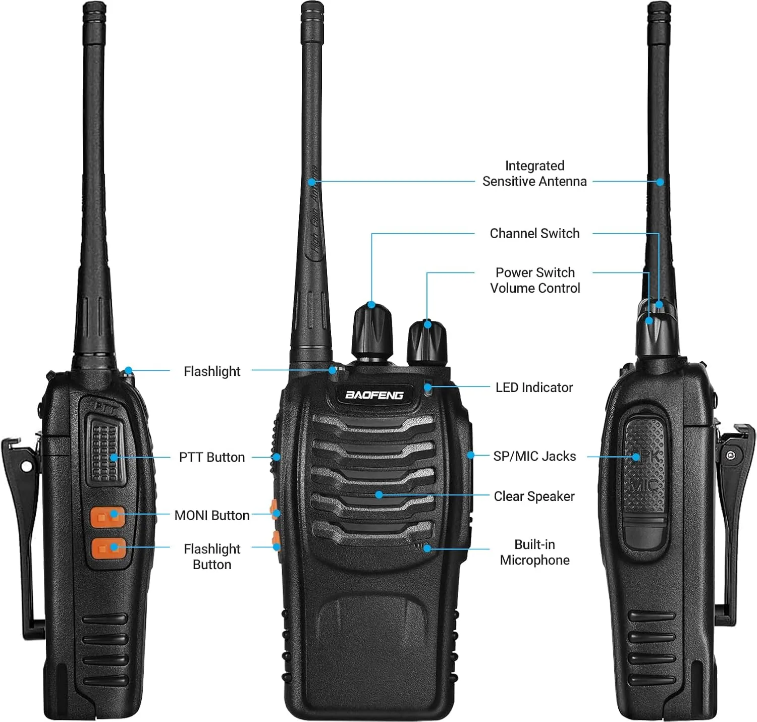 Baofeng Walkie Talkies Two-Way Radios bf-888s for Adults Long Range Rechargeable Communicator Handheld Professional UHF Interphone 10 Pack Walky Talky Set with Earpiece,Li-ion Battery and Charger