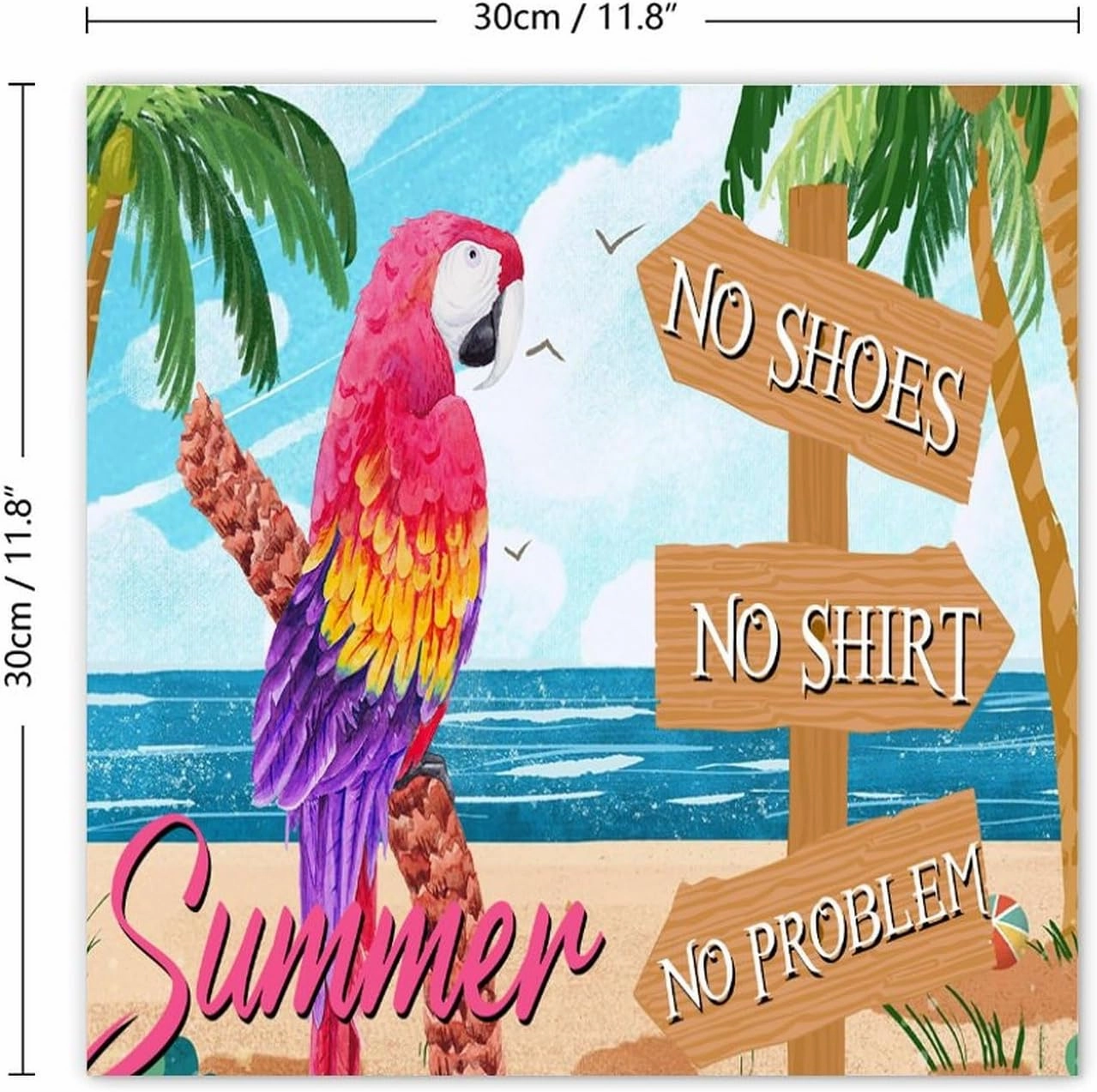 Bar Open No Shoes No Shirt No Problem Canvas Print Picture Happy Hour Pool Beach Rustic Framed Canvas Paintings Wall Art Decorative Housewarming Gift for Living Room Nursery Over Couch 12x12 Inch
