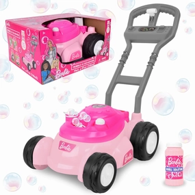Barbie Bubble Lawn Mower for Toddlers, Bubble Blowing Machines, Indoor and Outdoor Gardening Toy, Birthday, Party Favor for Preschool Girls, No Batteries Required, Includes Bubble Solution, 2 