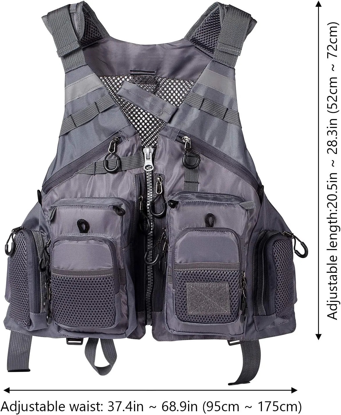 BASSDASH Strap Fishing Vest Adjustable for Men and Women, for Fly Bass Fishing and Outdoor Activities