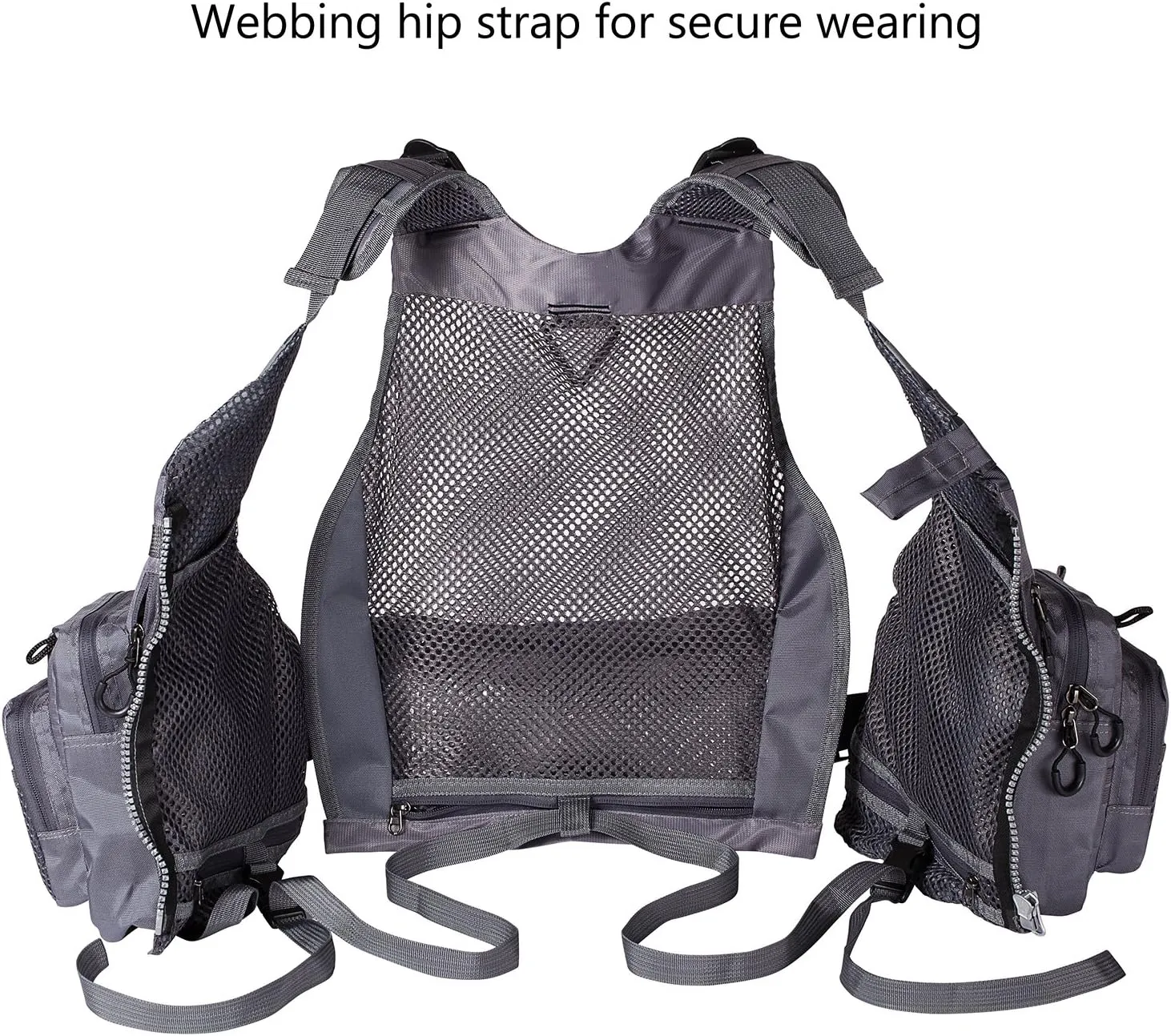 BASSDASH Strap Fishing Vest Adjustable for Men and Women, for Fly Bass Fishing and Outdoor Activities