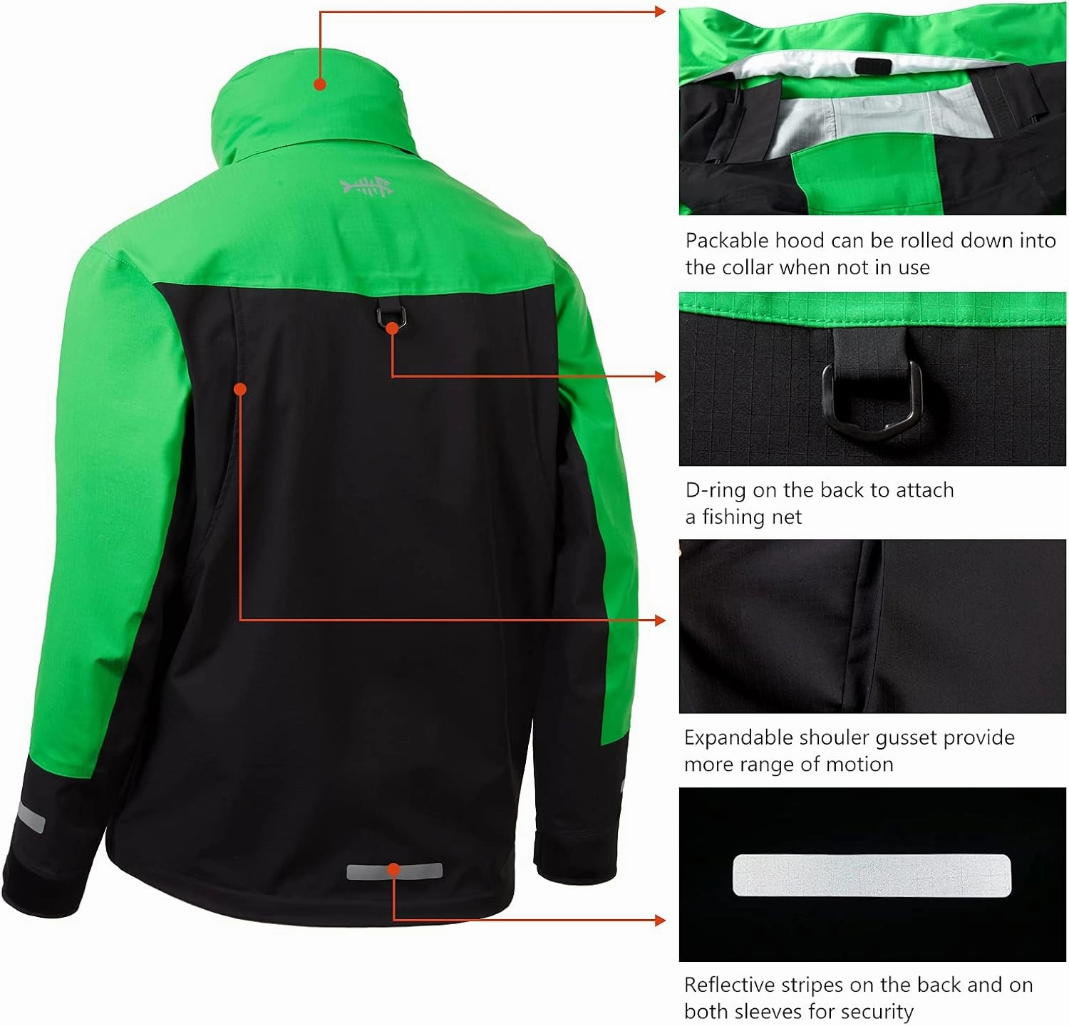 BASSDASH Valor Waterproof Fishing Jackets for Men Women Breathable Windproof Rain Jacket