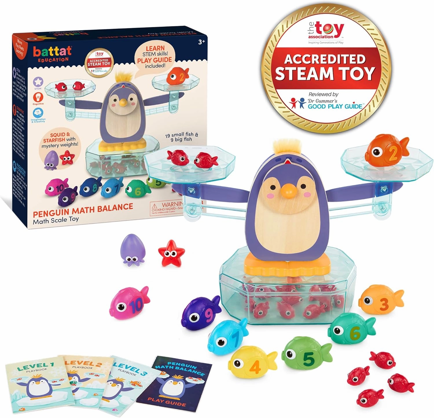 Battat Education – Balance Scale for Kids – Math Toys – Kids Math Games – Counting Toys – 3 Years   – Penguin Math Balance (38 Pcs)