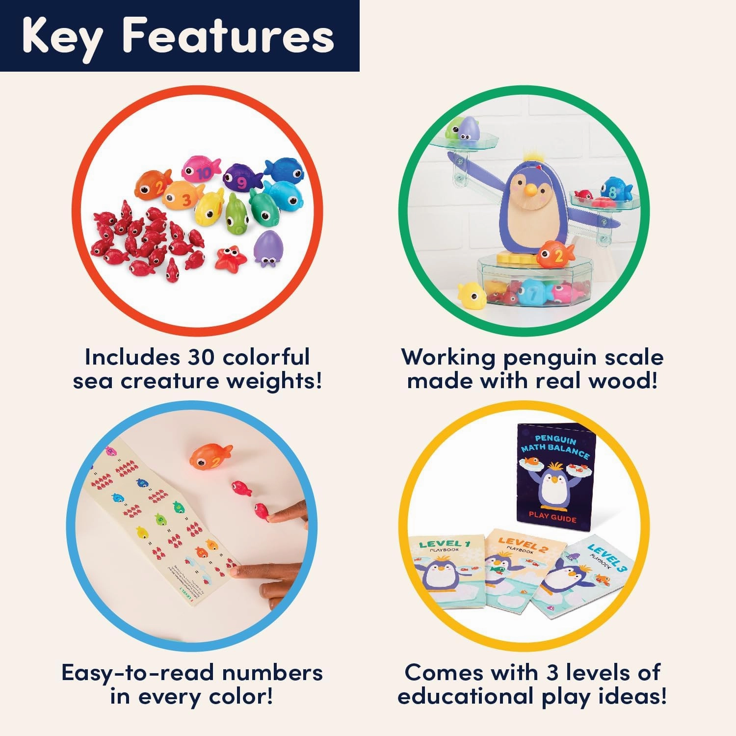 Battat Education – Balance Scale for Kids – Math Toys – Kids Math Games – Counting Toys – 3 Years   – Penguin Math Balance (38 Pcs)