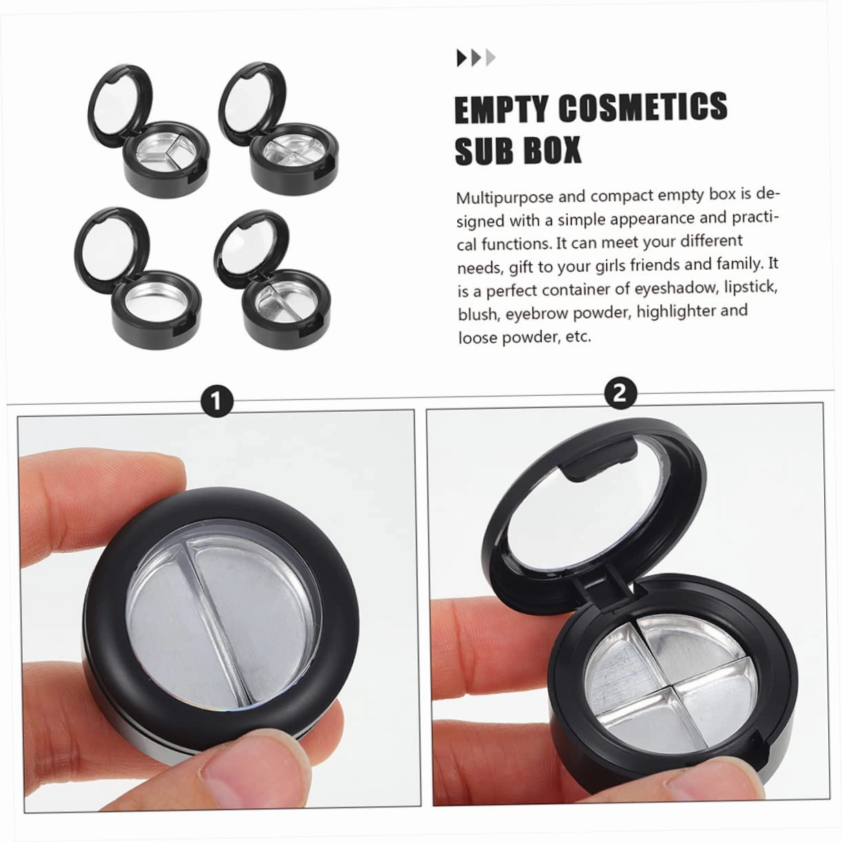 Beaupretty 24pcs Refillable Empty Eyeshadow Highlighter Container Compact Cosmetic Packing Cases for Travel Mixed Style Lightweight and Portable Makeup Storage