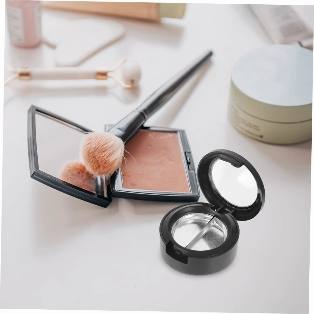 Beaupretty 24pcs Refillable Empty Eyeshadow Highlighter Container Compact Cosmetic Packing Cases for Travel Mixed Style Lightweight and Portable Makeup Storage