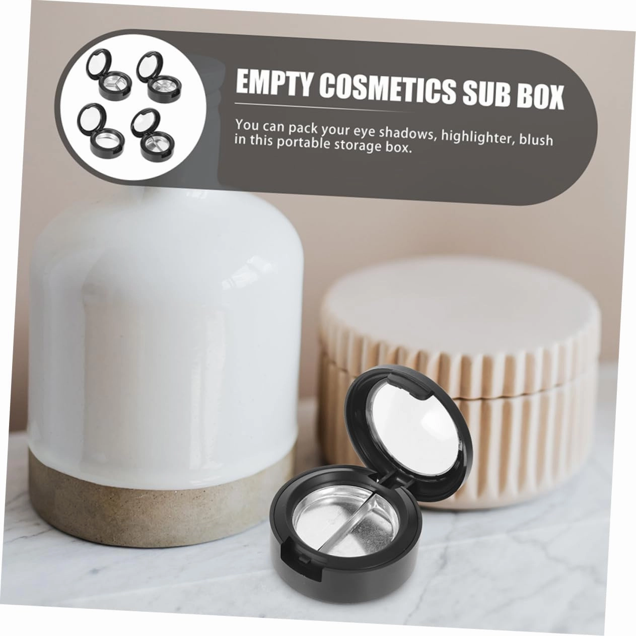 Beaupretty 24pcs Refillable Empty Eyeshadow Highlighter Container Compact Cosmetic Packing Cases for Travel Mixed Style Lightweight and Portable Makeup Storage