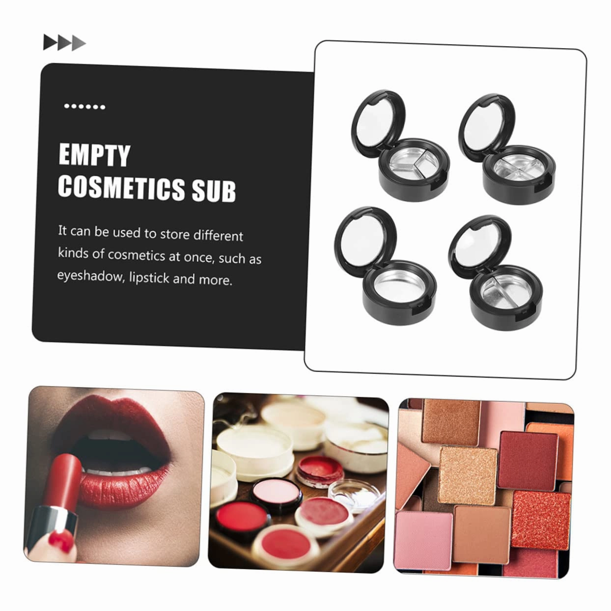 Beaupretty 24pcs Refillable Empty Eyeshadow Highlighter Container Compact Cosmetic Packing Cases for Travel Mixed Style Lightweight and Portable Makeup Storage