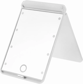 Beaupretty Foldable LED Travel Makeup Mirror Portable Handheld Double Sided Design Compact Lightweight for Purse Handbag Present for Friends